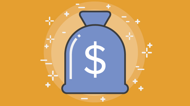 money bag illustration with yellow background