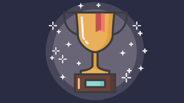 Trophy illustration with navy background