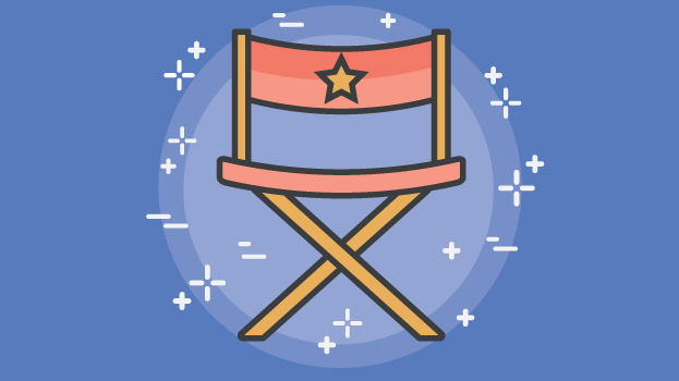 Movie chair illustration with blue background