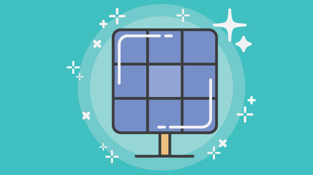 Solar panel illustration with light blue background