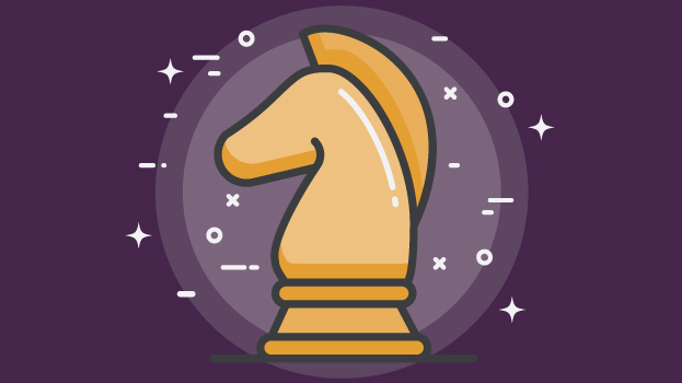 Chess horse illustration with purple background