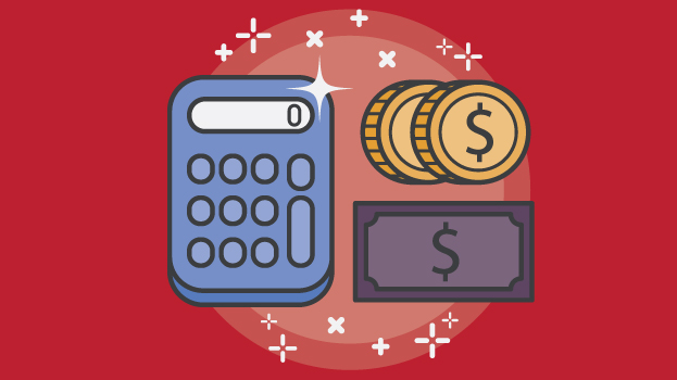 Payroll illustration with red background