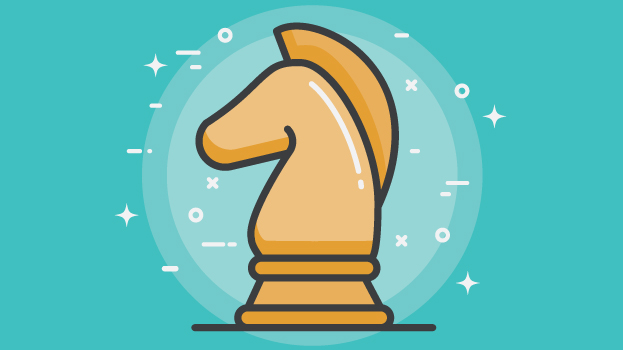 Chess horse illustration with light blue background