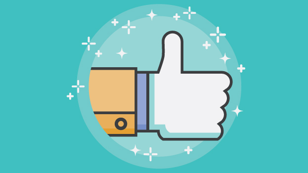 Thumbs up illustration with light blue background