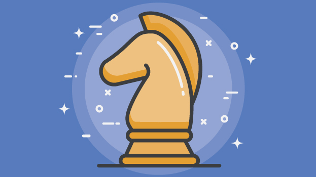 Chess horse illustration with blue background