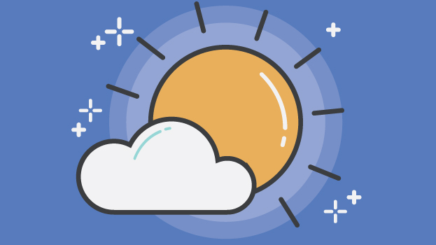 Sun and cloud illustration with blue background