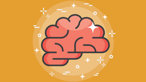 Brain illustration with yellow background