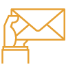 Mustard icon of hand holding an envelope