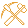 Mustard icon of pickax hammer