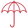 Red icon of umbrella