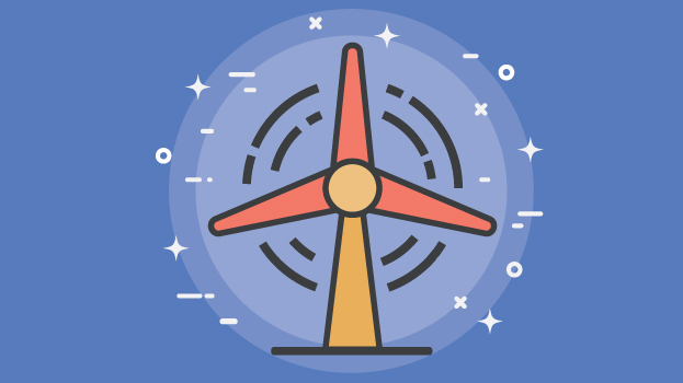 Windmill illustration illustration with blue background
