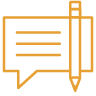 Mustard icon of speech bubble and pencil
