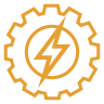 Mustard icon of cog lightning bolt