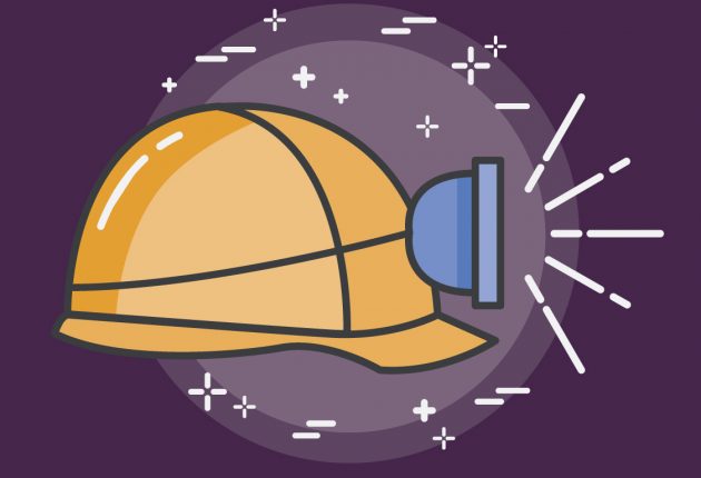 Illustration of hard hat with purple background