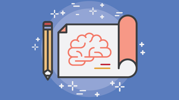 Mind mapping illustration with blue background