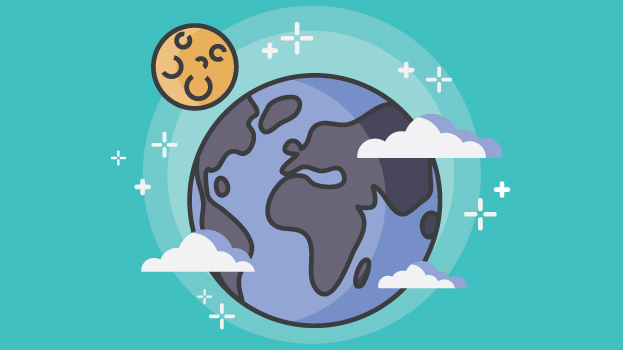 Earth illustration with light blue background
