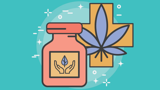 medical marijuana illustration with light blue background
