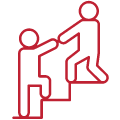 people on stairs icon red