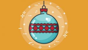 Christmas Bauble illustration with yellow background