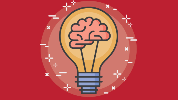 Light bulb illustration with red background