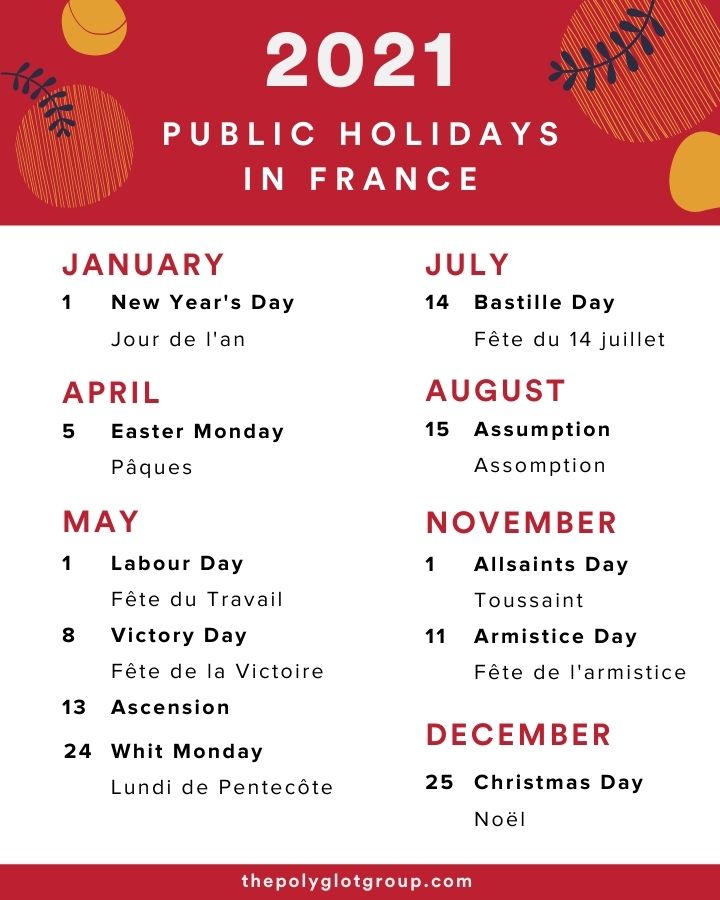 July 2021 public holidays