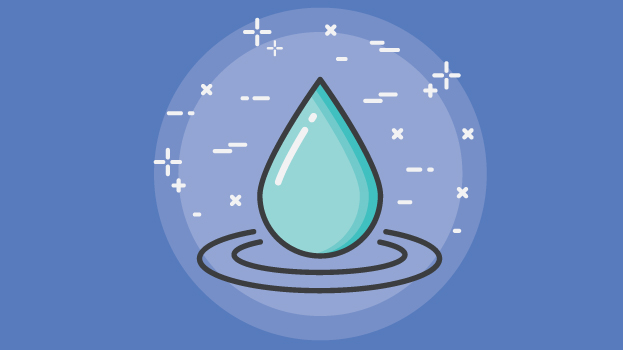 Water drop illustration with blue background