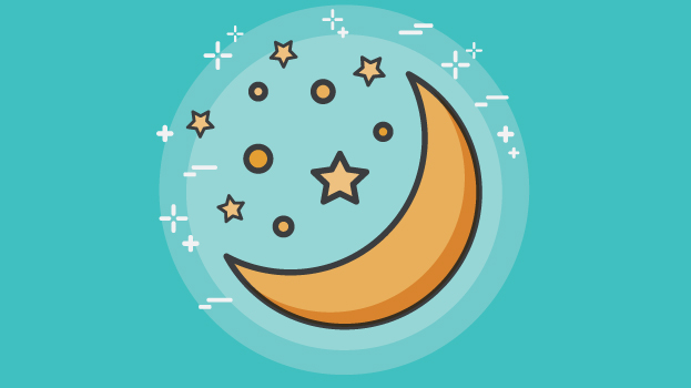 Moon illustration with light blue background