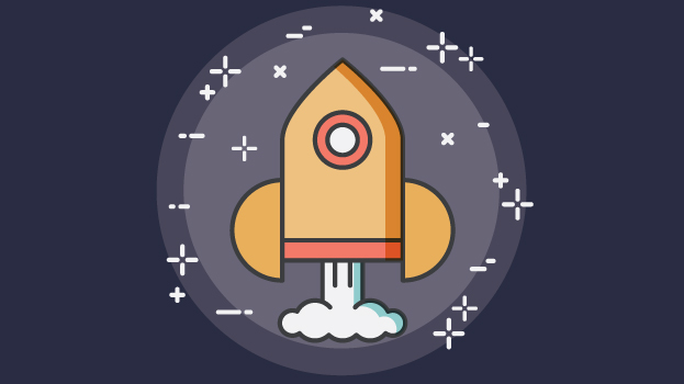 Rocket illustration with navy background