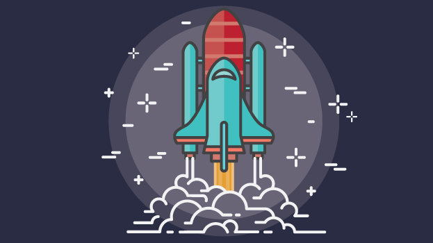 Rocket illustration with navy background
