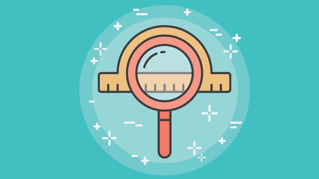 Magnifying glass illustration with light blue background