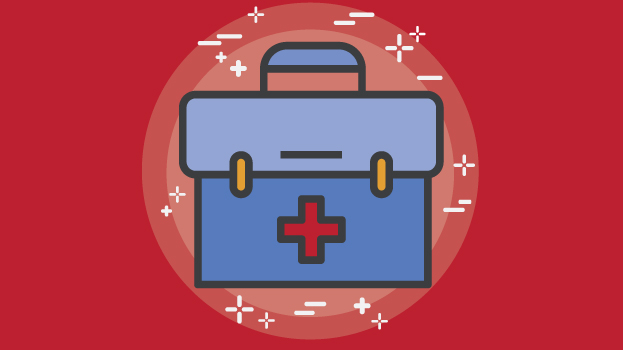 Medical bag illustration with red background