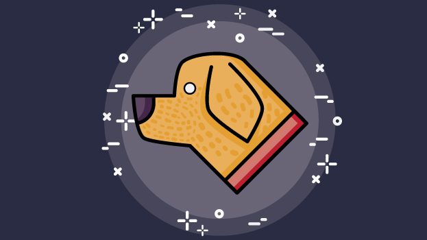 dog illustration with navy background