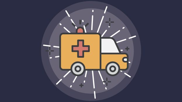 Ambulance illustration with navy background